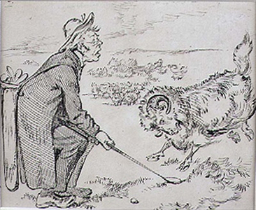 The Surprised Golfer, illustration from 'Graphic' magazine, pub. c. 1870 (litho)