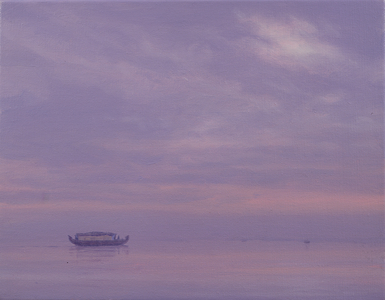 Fishing Boat on Vembanad Lake, Kerala (oil on canvas)