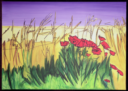 In The Stubble Fields (mixed media on canvas)