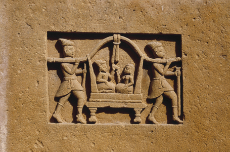 Detail from one of the Jain temples at Lodurva (stone)