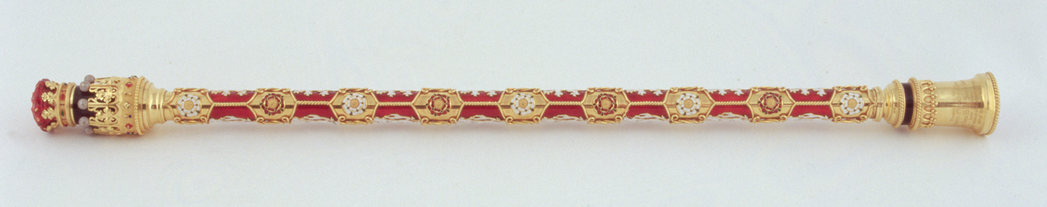 Earl Marshal's baton presented to the Fifteenth Duke of Norfolk on his first marriage by the College of Arms, 1877 (gold) (see also 279116)