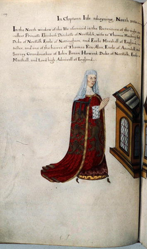 Elizabeth Duchess of Norfolk, 1637 (ink & gold leaf on vellum)