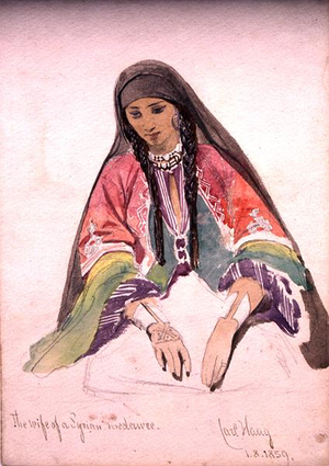 The Wife of a Syrian Bedawee, 1859 (pencil and watercolour on paper)
