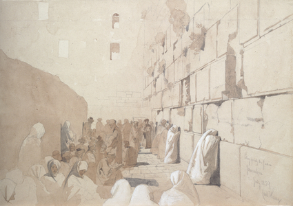 'Am Klageplatz der Juden', Wailing Wall at Jerusalem, 1869 (pencil and wash heightened with white on paper)