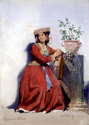 'Donna di Netuno', portrait of an Italian country girl, 1852 (w/c on paper)
