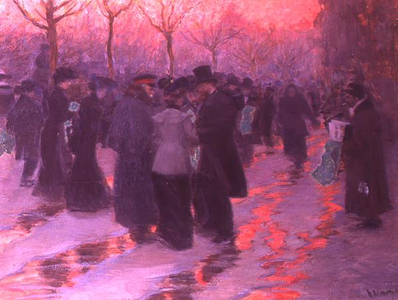 Reading a telegram about the Battle of Tsushima, 1905 (oil on panel)