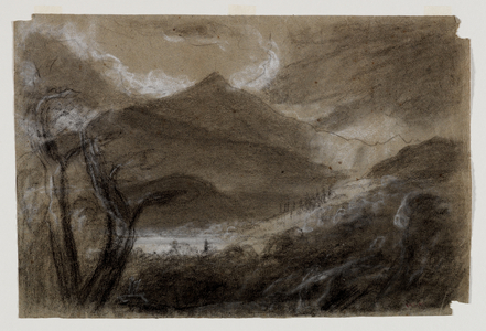 Schroon Mountain, Adirondacks, c.1837 (black & white chalk on grey wove paper)