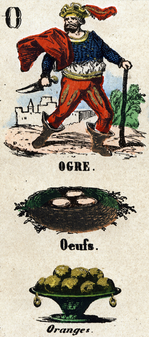 Letter O as ogre. Small encyclopedic alphabet, c.1860 (Epinal print)