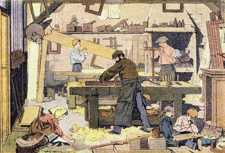 The carpenter, in Imagier de l'enfance, c.1900 (engraving)