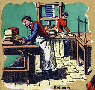 Binders . Illustrated alphabet. Imageries reunited in Jarville-Nancy, beginning of the 20th century. Dim: 40 x 29 cm. Lithography on a bistre background