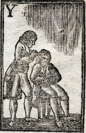 Letter Y Eyes (oculist). Engraving in “” Instructive abecedaire des arts et metiers”””. A work in which a child, while having fun, can learn about the most useful Arts to the Society. In Avignon, at Pierre Chaillot Jeune, printer-bookseller, Place du Palais, 1822. Sweetheart prints. 60 pages. Dim: 13,5x9cm. Private Collection