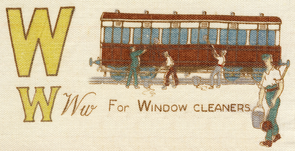Letter W: Window cleaners, PUFF PUFF ABC. c.1905 (lithograph)