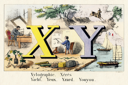 KALEIDOSCOPE Progressive twenty-five letter alphabet. Maison Martinet, Paris, n. d. c. 1855. illustration by A. Godard, Paris (lithograph)