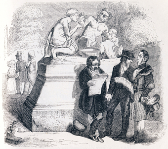 The satyr and the passerby (Le satyre et le passant) - Fables by La Fontaine, 19th century (engraving)