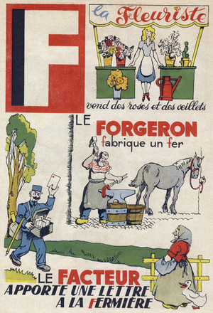 Alphabet primer "ABC des metiers", France, 1945 (print)