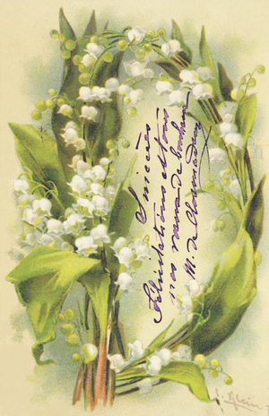 D : fleurs de muguet - Flowers alphabet G. B. editeur, Paris, 1904 (postcard)