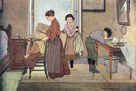 Raise him, in Imagier de l'enfance, c.1900 (engraving)