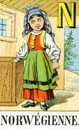 N - Norwegienne - Oriental ABC and ABC of national costumes, c.1900 (chromolithograph)