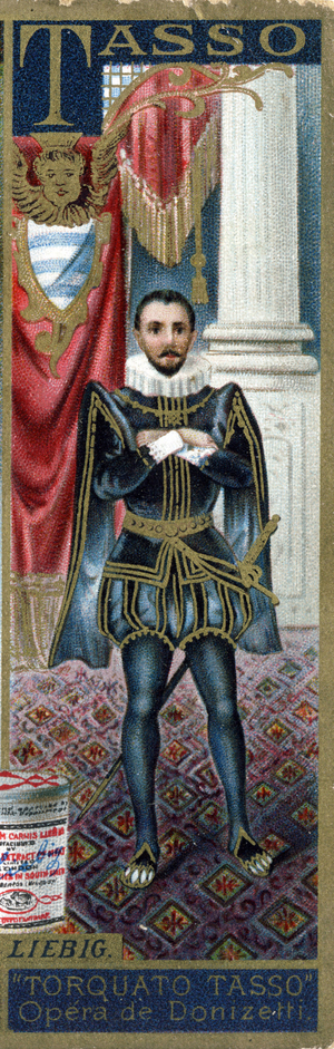 Letter T: Tasso, in 'Torquato Tasso', opera, 1893 (chromo)