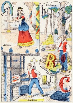 Letters A, B, C - Professions Alphabet, c.1900 (lithograph)