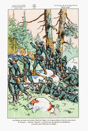 “Under the machine gun”” - Images of the Great War, before 1920 (lithograph)