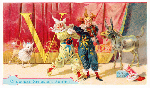 V : Violon - Violin - Illustrated Alphabet Sprungli, c.1890 (chromolithography)