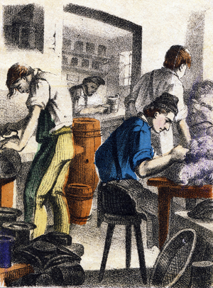 Illustration for "Abecedaire des arts et metiers pour teaching à lire", 1866 (engraving)