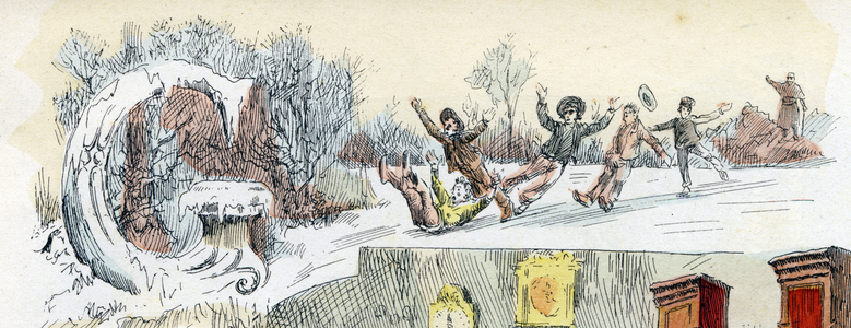Letter G (Ice, Kids, Guard, Sliding). 1908 (chromolithograph)