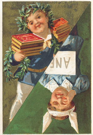 the good and bad pupil, 19th century (chromo