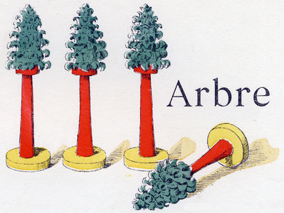 Letter A: "Tree", in ABC des joujoux ou Alphabet des tout petits, 1897 (engraving)