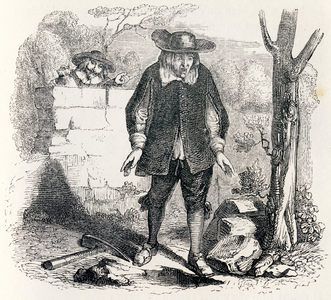 The burner and his compere - Fables by La Fontaine, 19th century (engraving)