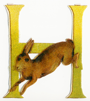 H Hare - image of animals in decoupi, end of 19th century (chromolithograph)