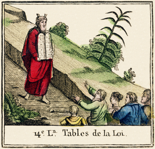 Moral abecadary - The table of the law, 14th lesson Eleventh edition. In Paris, by Le Prieur, Bookseller, 1810 (engraving)
