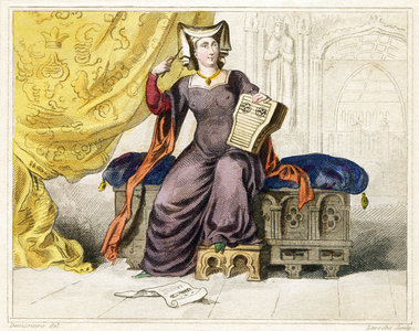 Medieval costume: portrait of a noble lady, c.1860 (steel engraving)