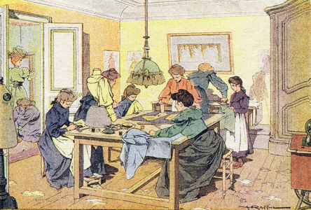 The seamstress, in Imagier de l'enfance, c.1900 (engraving)