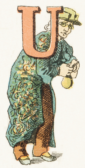 U - Usurier - Childish Alphabet, Editions Gordinne 1920 (engraving)