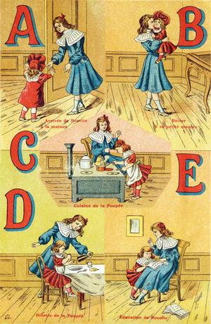 Illustration for "Alphabet de mes poupees", c.1900 (print)