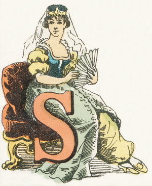 S - Sultane - Childish Alphabet, Editions Gordinne 1920 (engraving)