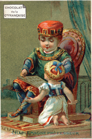 Charlemagne professor. Chromolitography , circa 1890.