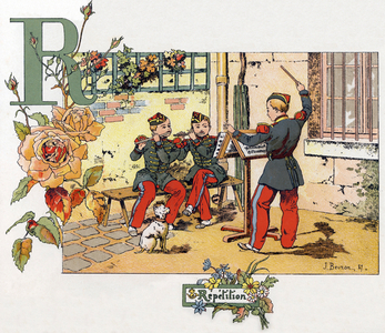 Letter R: "Repetition", in Alphabet francais, 1887 (engraving)