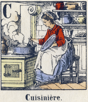 Letter C: cook. Alphabet of professions. Delhalt imagery, second half of the 19th century. Dim: 40x29,3cm
