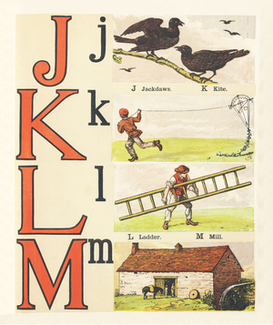 J K L M : jackdaws, kite, ladder, mill, 1872 (illustration)