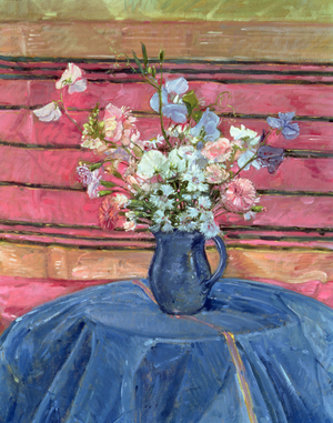 Sweet Peas and Pinks (oil on canvas)