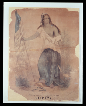 American Civil War Poster representing Liberty, engraved by Hoffmann, 1870 (colour litho)