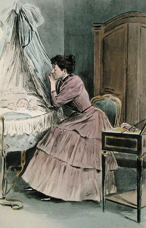 The Young Mother, from 'La Femme a Paris' by Octave Uzanne, engraved by F. Masse, 1894 (coloured engraving)