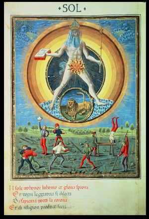 The Sun God, from 'De Sphaera', c.1470 (vellum)