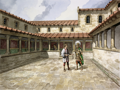 The Commandant's House in 2nd century AD (w/c on paper)