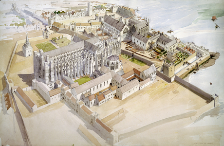 Jewel Tower, Palace of Westminster in c.1510 (w/c on paper)