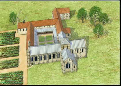 Reconstruction of Titchfield Abbey (w/c on paper)