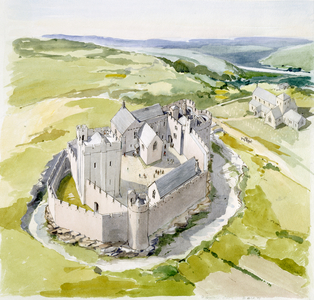Aerial view of St. Briavel's Castle, 1993 (w/c on paper)